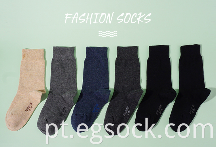 Men Plain Crew 98% Cotton Socks